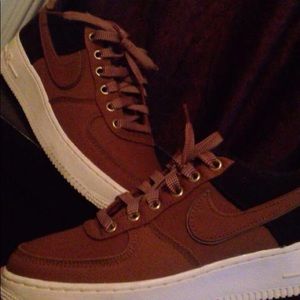 Brown, Black, and white Air Force 1s
